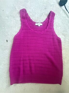 LOFT Crochet Tank Top in Fuchsia Pink